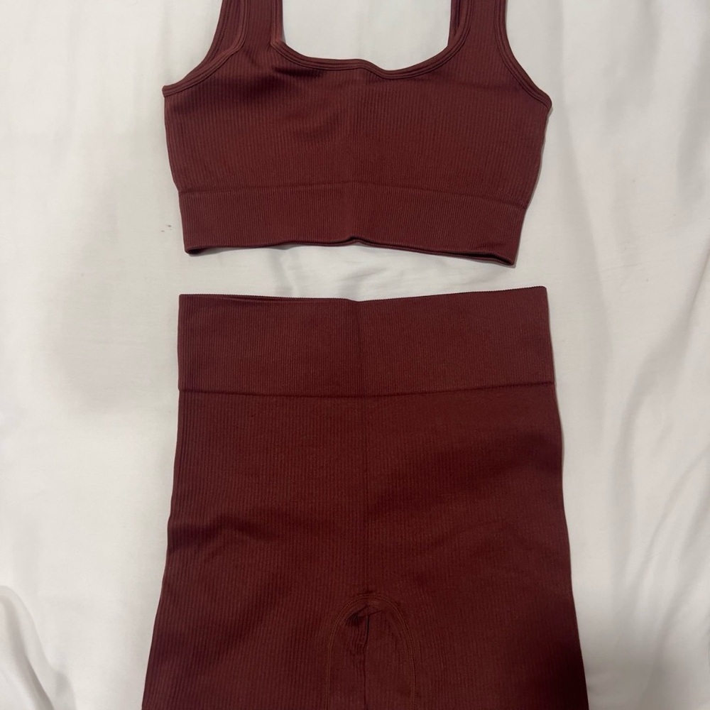 Ribbed Brown Two-Piece Set